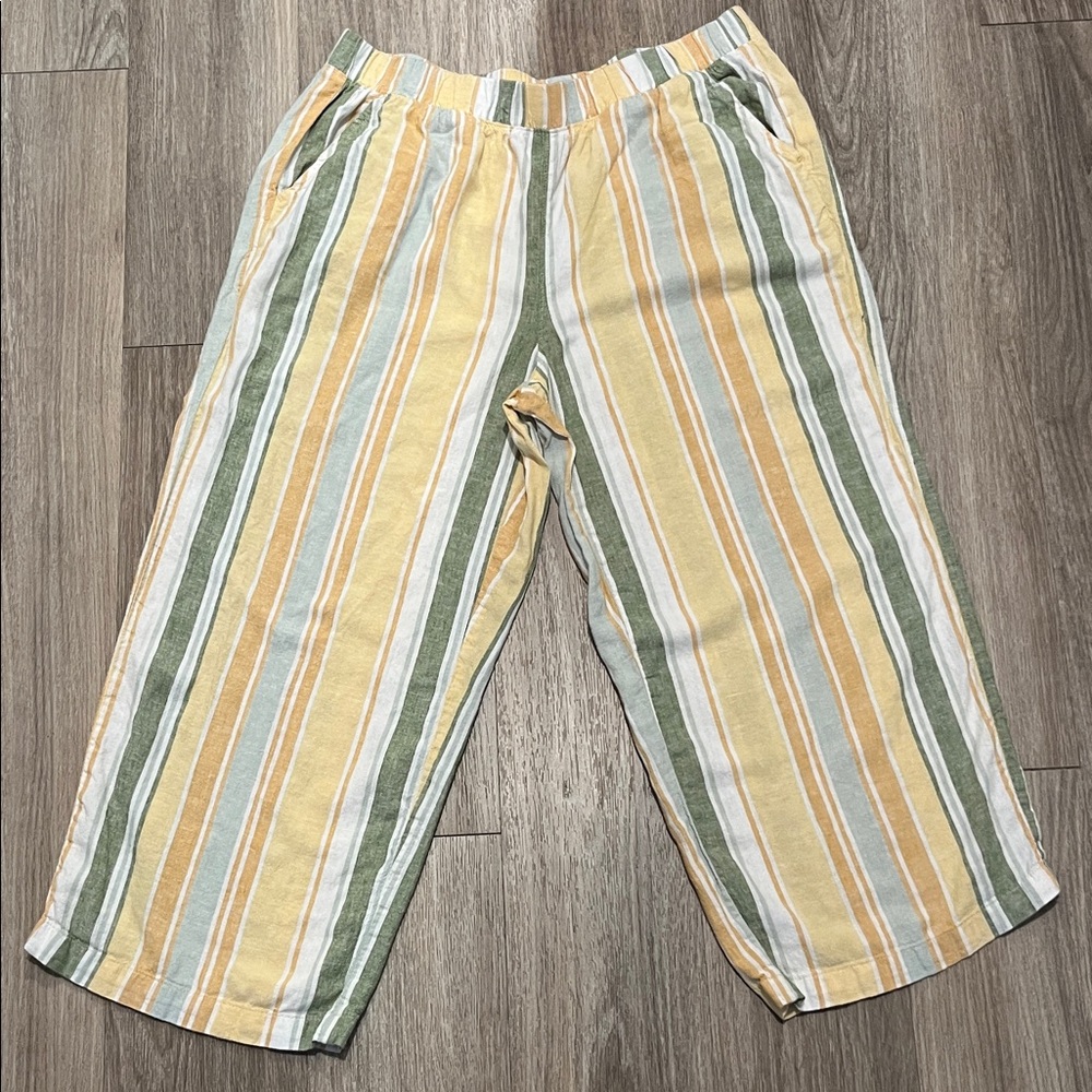 Croft & Barrow Women's Striped Capris in Yellow, Green, and White